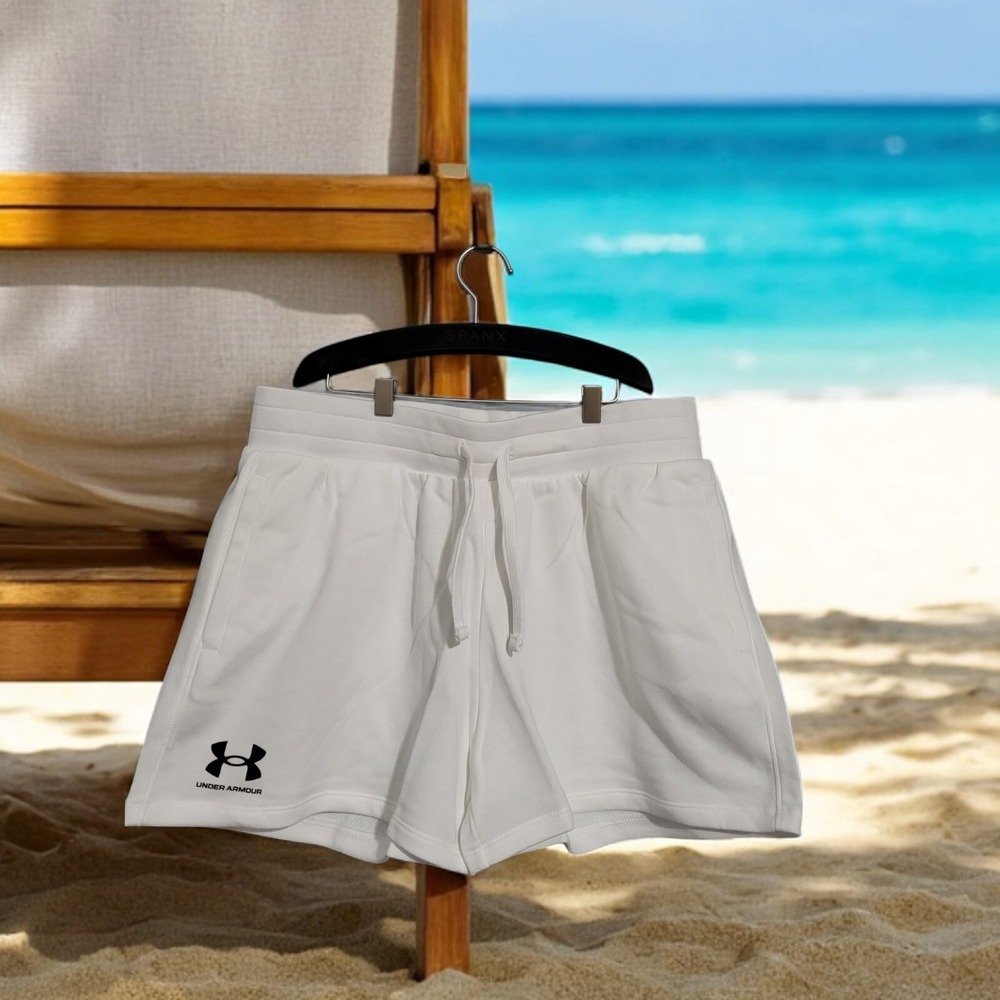 Under Armour UA Rival Terry Shorts Women's S – White Cotton Loose Fit NWT